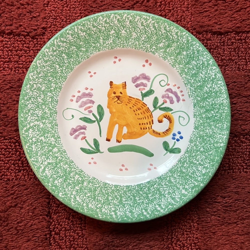 Decorative Hand-Painted Cat Plate 8”